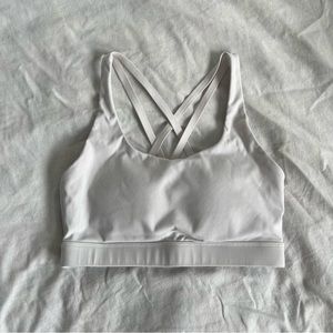 Glow mode White Criss cross backless sports bra